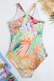 One Piece Flower Printed Yellow Badetøj sæt med Beach Skirt