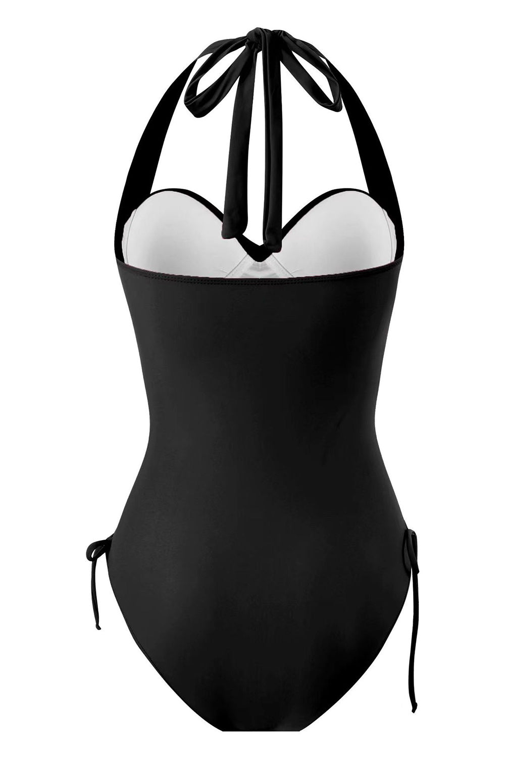 One Piece Halter Neck Black Badetøj med snøre