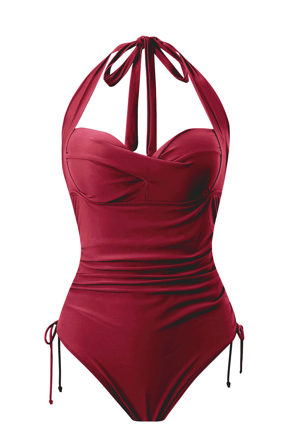 One Piece Halter Neck Black Badetøj med snøre