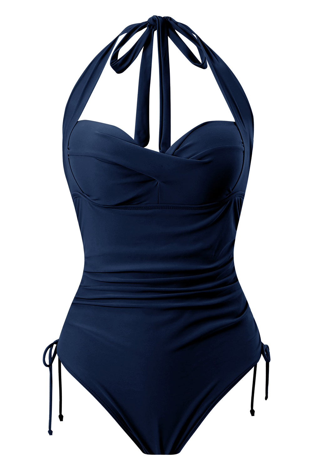 One Piece Halter Neck Black Badetøj med snøre