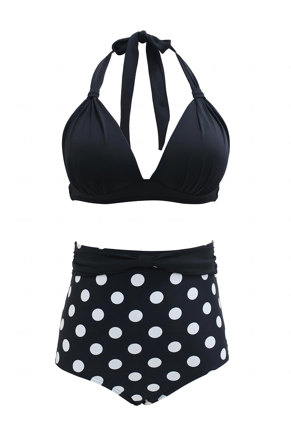 Sort Polka Dots Halter Badetøj