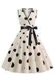 Lyseblå Polka Dots Vintage 1950'erne kjole