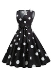 Lyseblå Polka Dots Vintage 1950'erne kjole