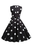 Lyseblå Polka Dots Vintage 1950'erne kjole