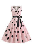 Lyseblå Polka Dots Vintage 1950'erne kjole