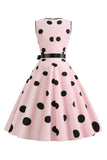 Lyseblå Polka Dots Vintage 1950'erne kjole