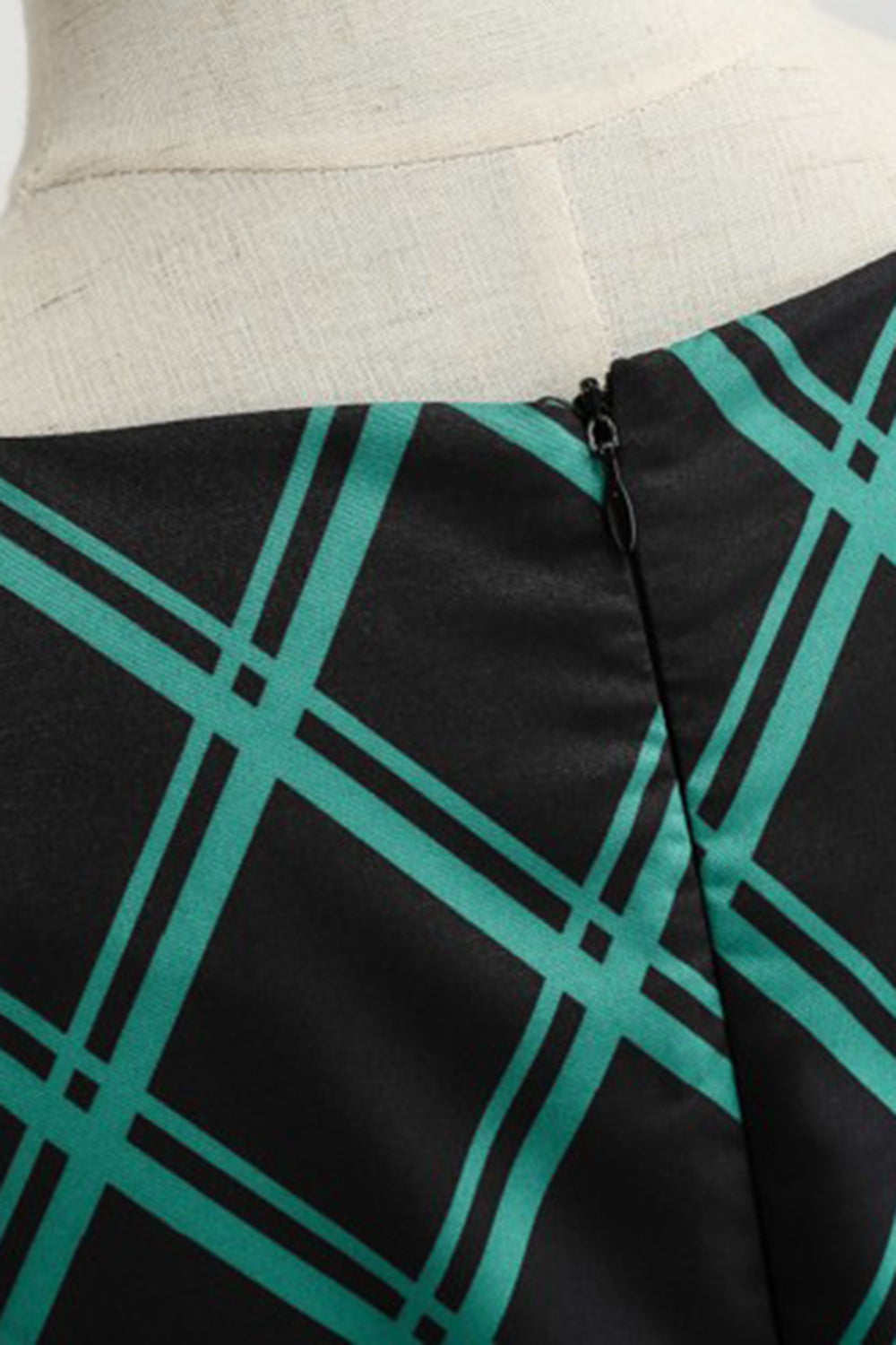 Swing Green Plaid kjole fra 1950'erne