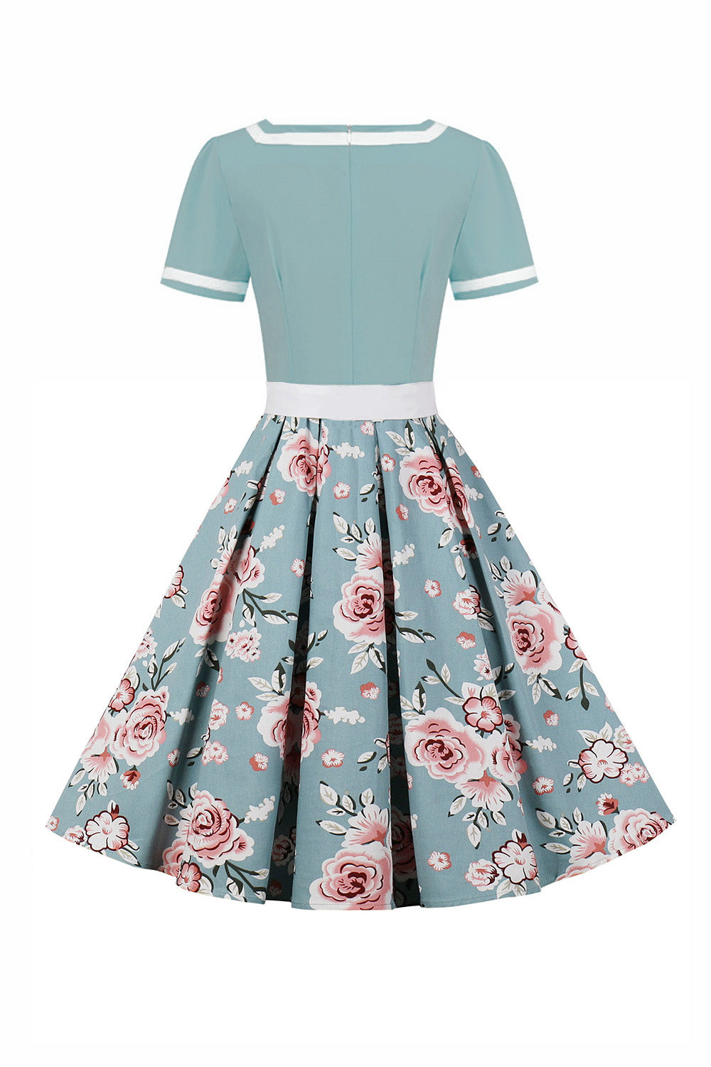 V-hals korte ærmer Sort kjole fra 1950'erne med bælte