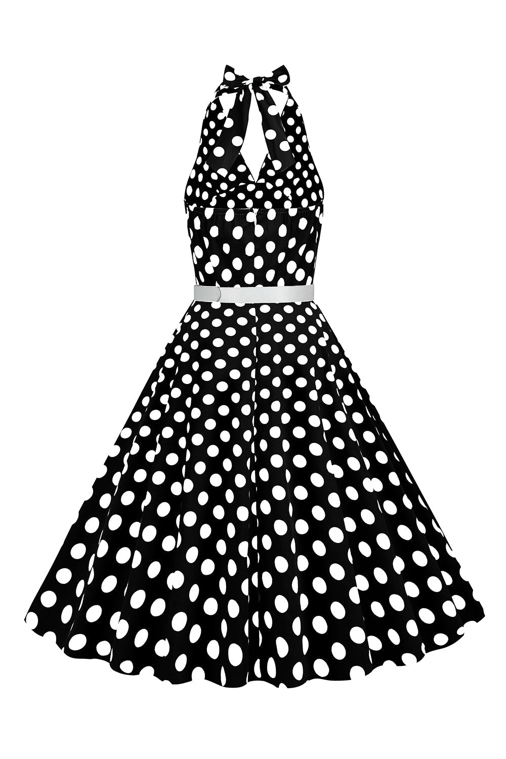Hepburn stil halter hals polka prikker rød 1950'erne kjole