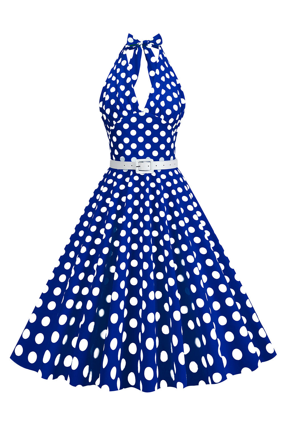 Hepburn stil halter hals polka prikker rød 1950'erne kjole
