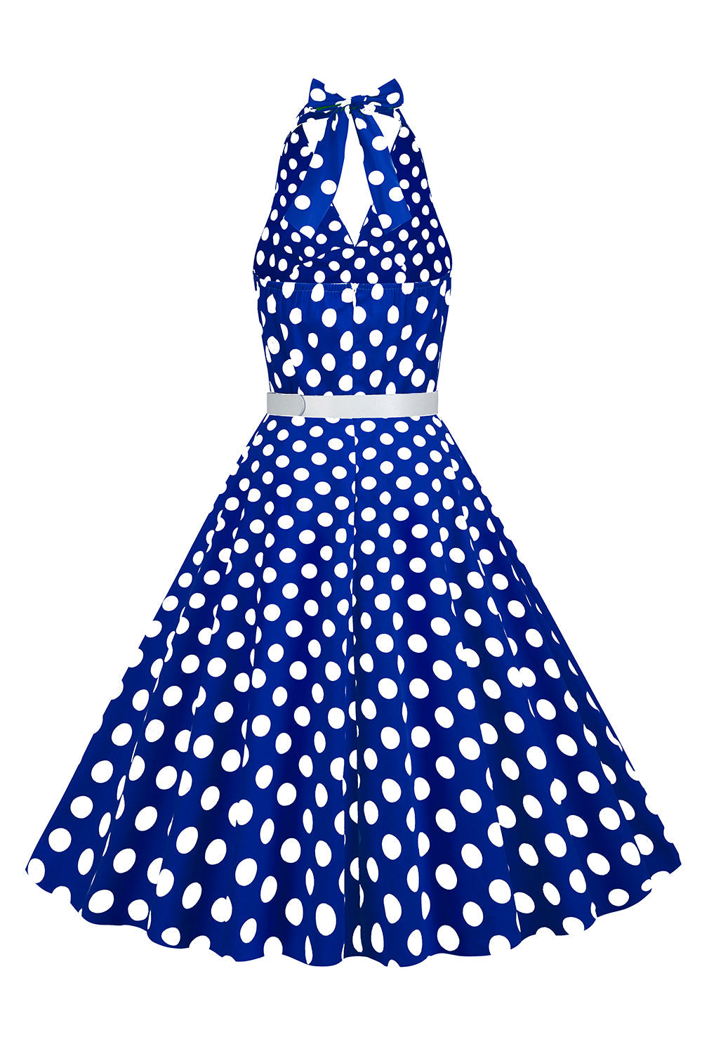 Hepburn stil halter hals polka prikker rød 1950'erne kjole