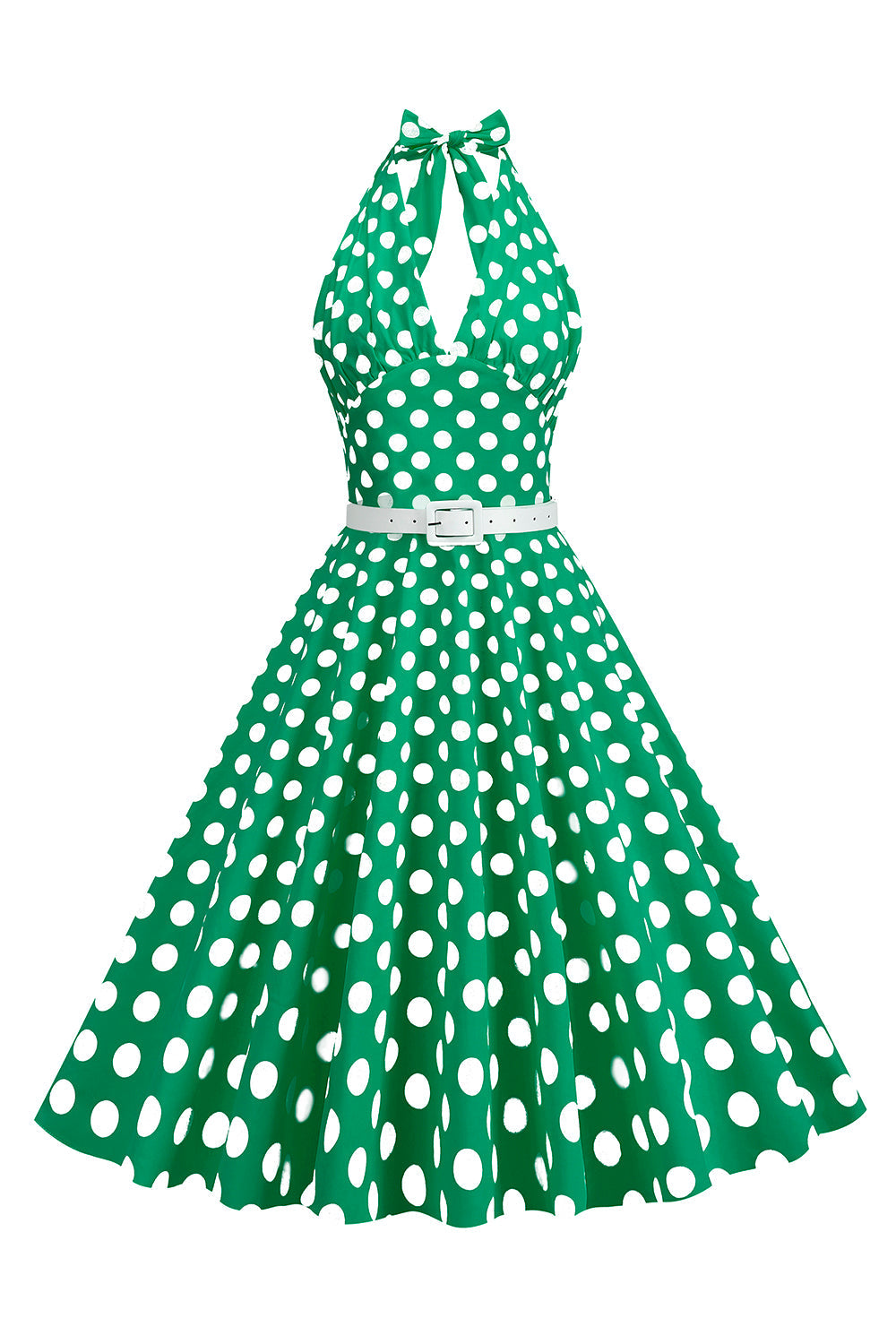 Hepburn stil halter hals polka prikker rød 1950'erne kjole