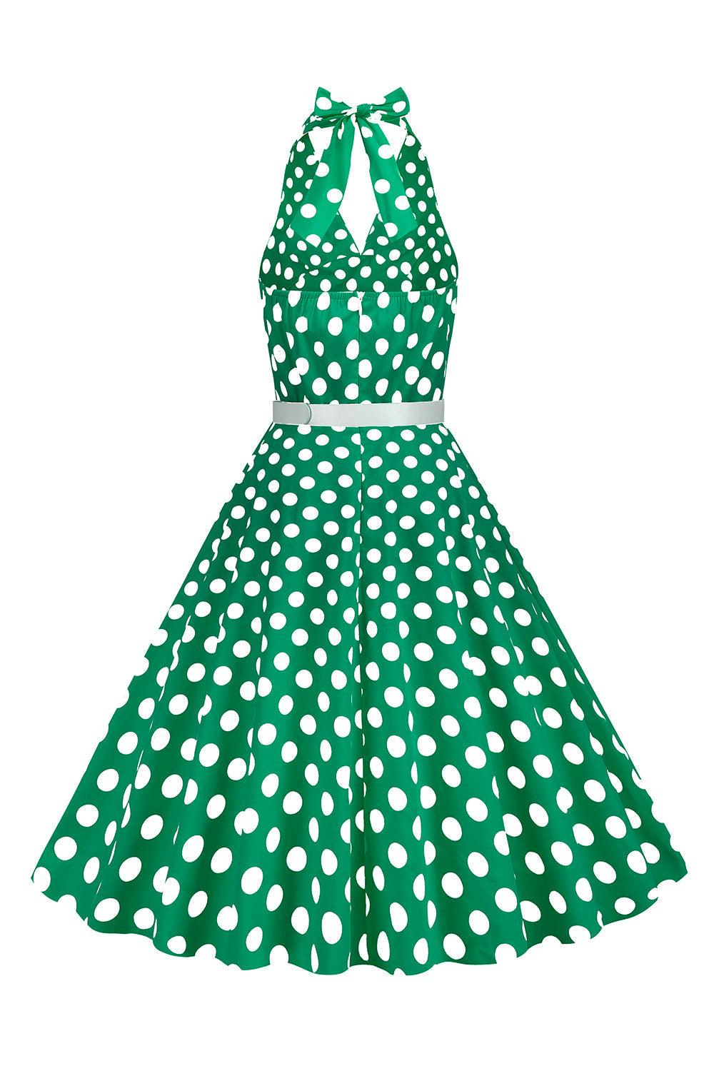 Hepburn stil halter hals polka prikker rød 1950'erne kjole