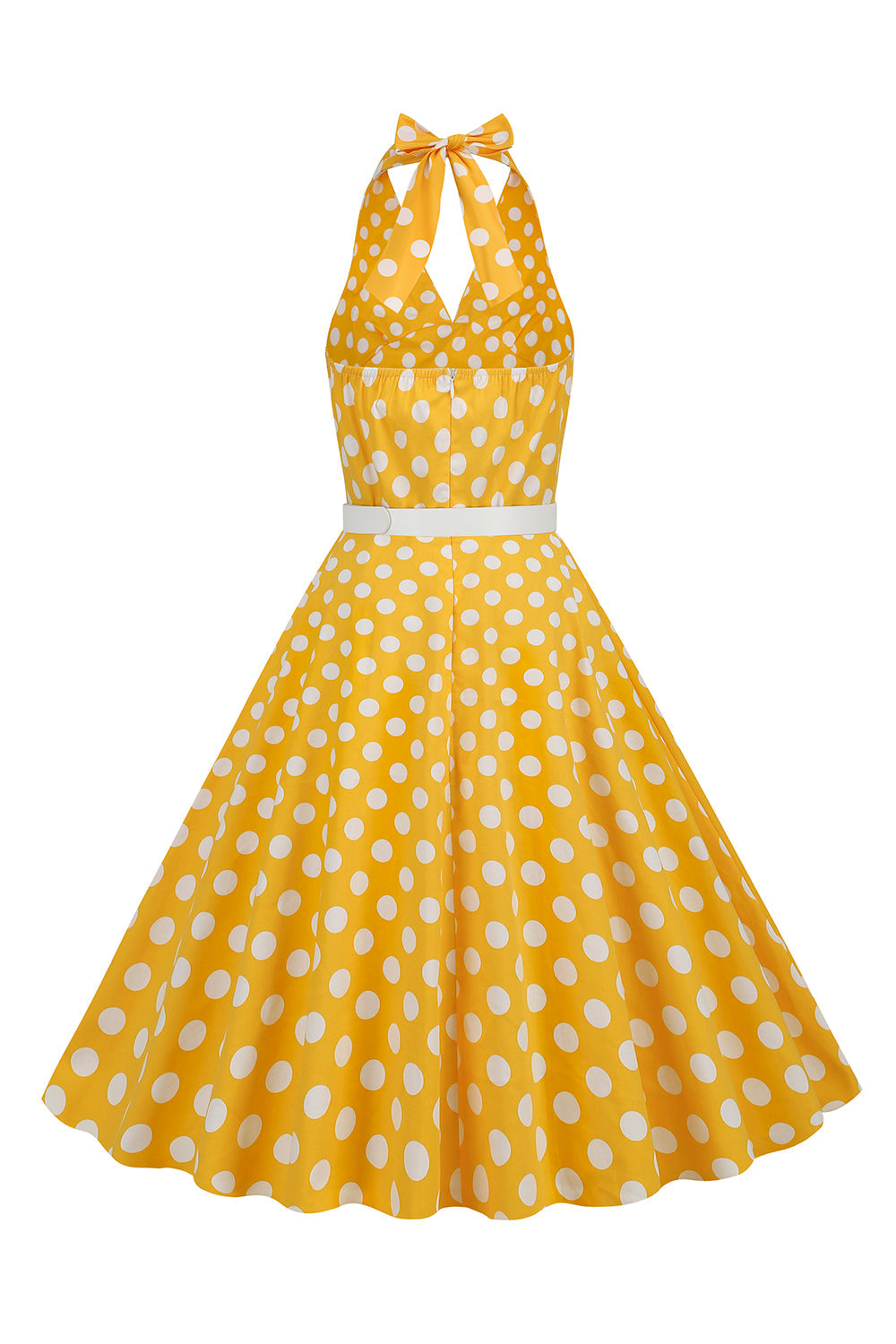 Hepburn stil halter hals polka prikker rød 1950'erne kjole