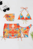 Halter hals orange trykt bikini