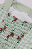Green Plaid Swing 1950'erne kjole med blomsterprint