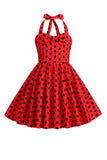 Halter Polka Dot Red Vintage Piger Kjole