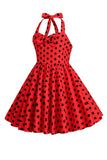 Halter Polka Dot Red Vintage Piger Kjole