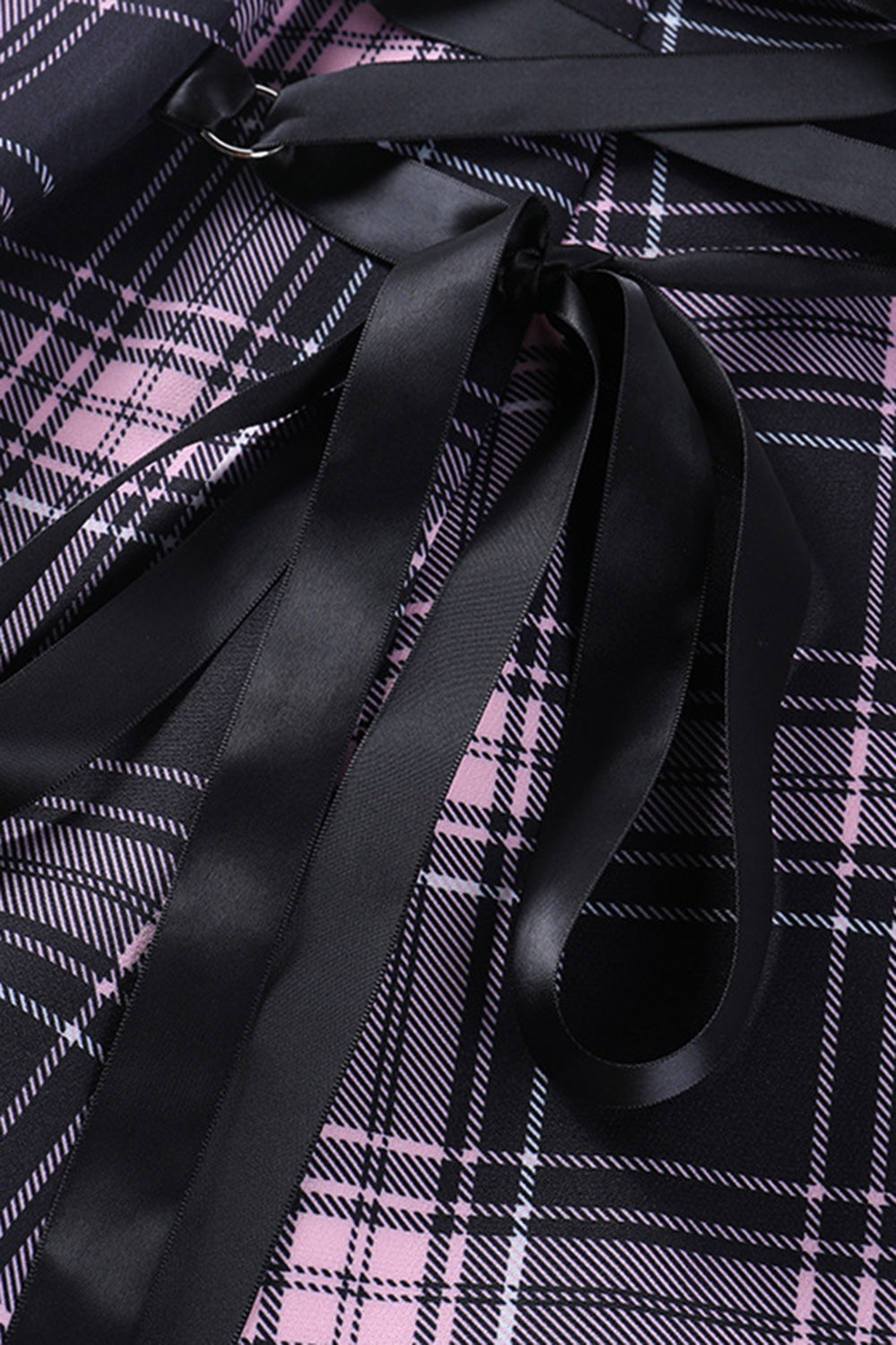 Pink Plaid ærmeløs lynlås vintage kjole