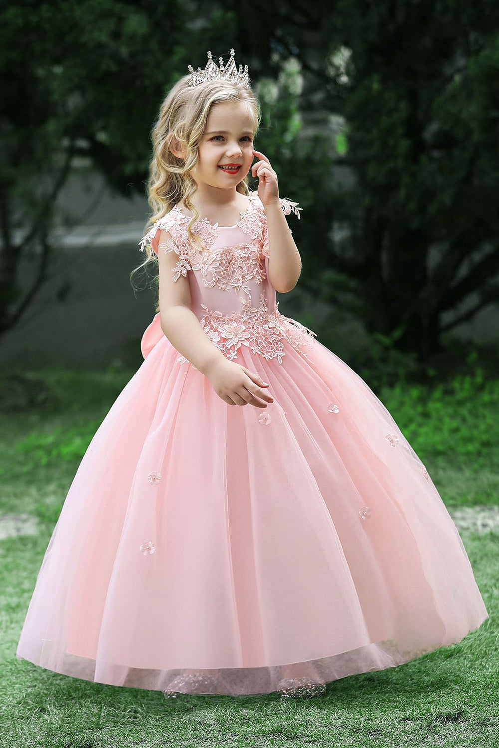 Hvid ukrudt blomst pige kjole med sløjfe