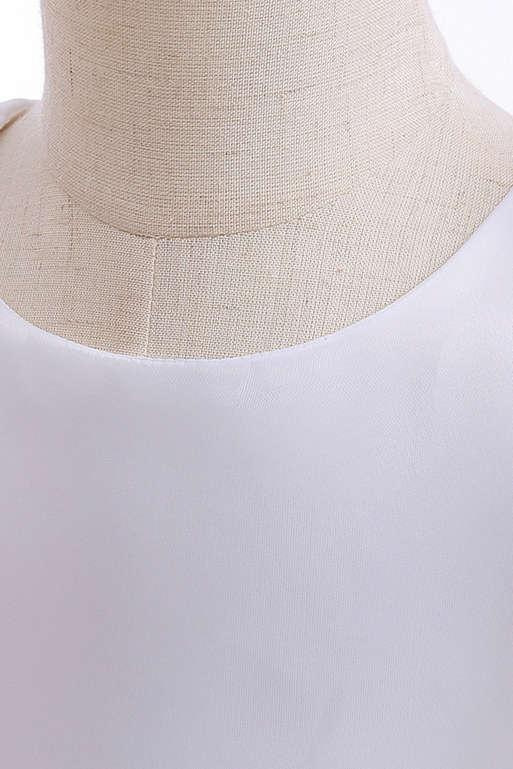 Hvid tyl A Line Flower Girl Kjole med pufærmer