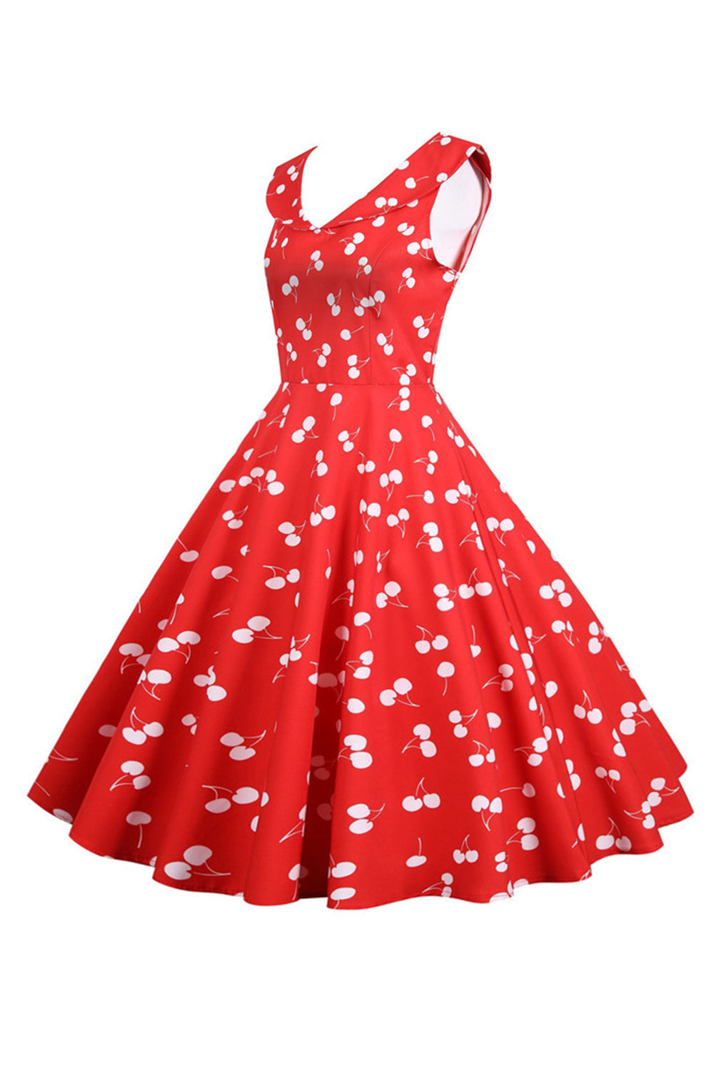 Trykt ærmeløs gul vintage kjole