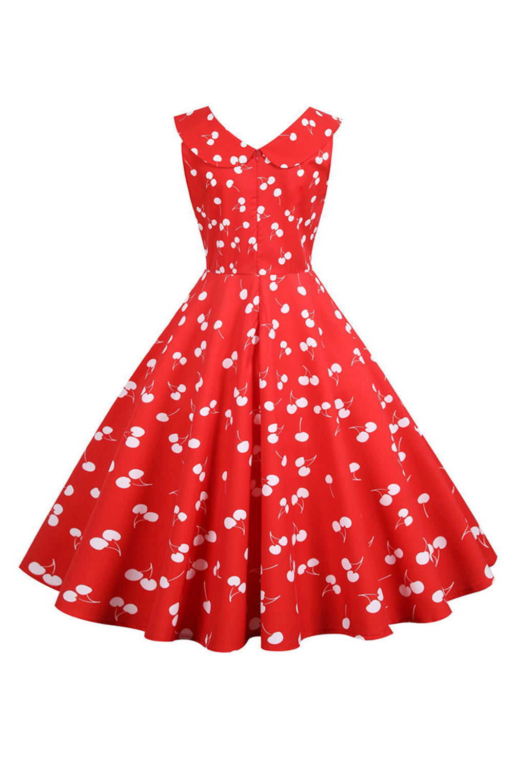 Trykt ærmeløs gul vintage kjole