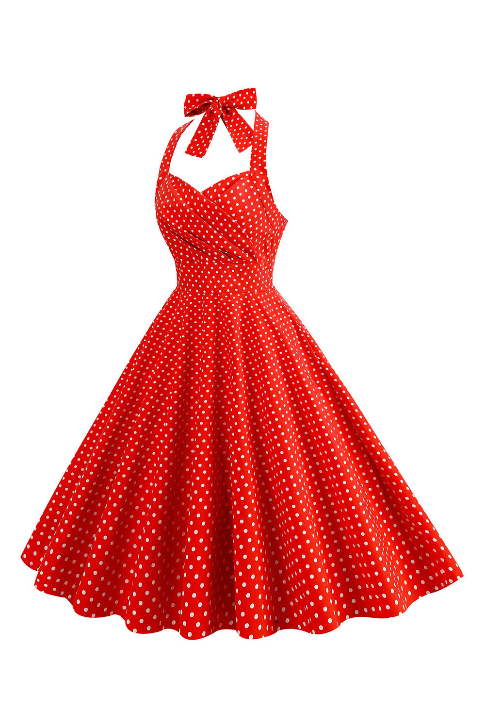 Halter Red Polka Dots 1950'erne kjole
