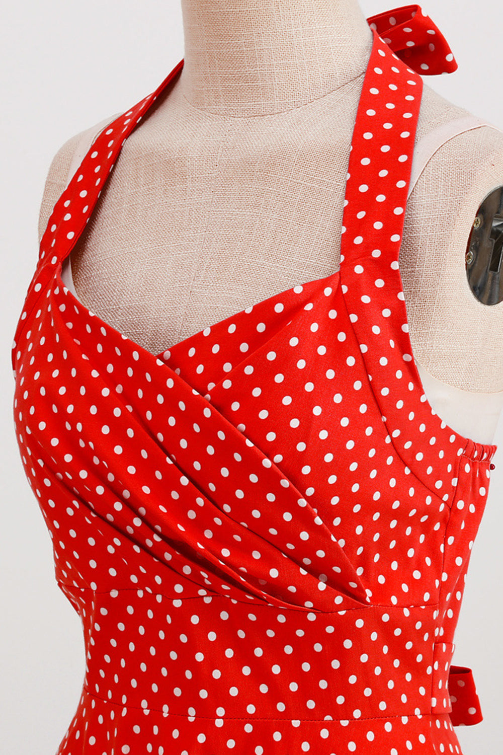 Halter Red Polka Dots 1950'erne kjole