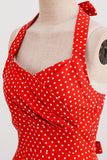 Halter Red Polka Dots 1950'erne kjole