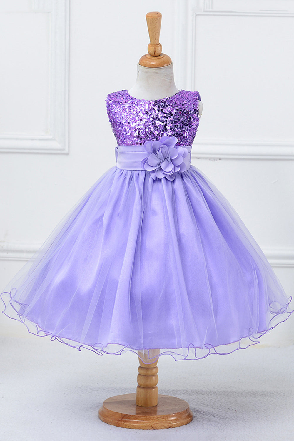 Pailletter ærmeløse hvide pigekjoler med bowknot