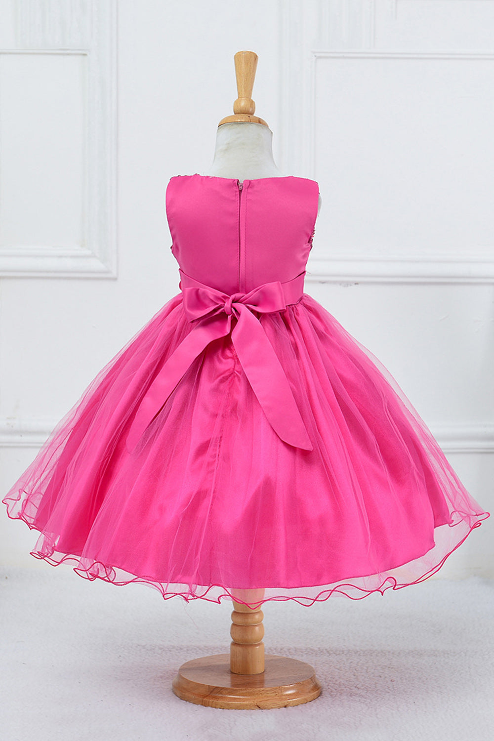 Pailletter ærmeløse hvide pigekjoler med bowknot