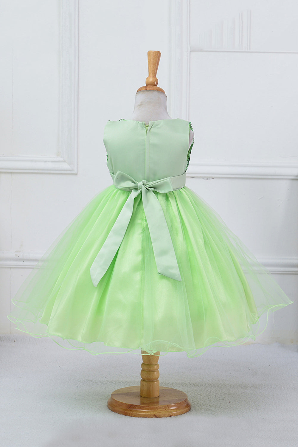 Pailletter ærmeløse hvide pigekjoler med bowknot