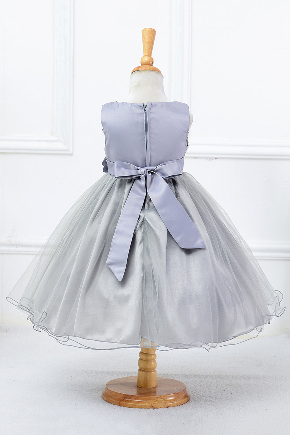 Pailletter ærmeløse hvide pigekjoler med bowknot