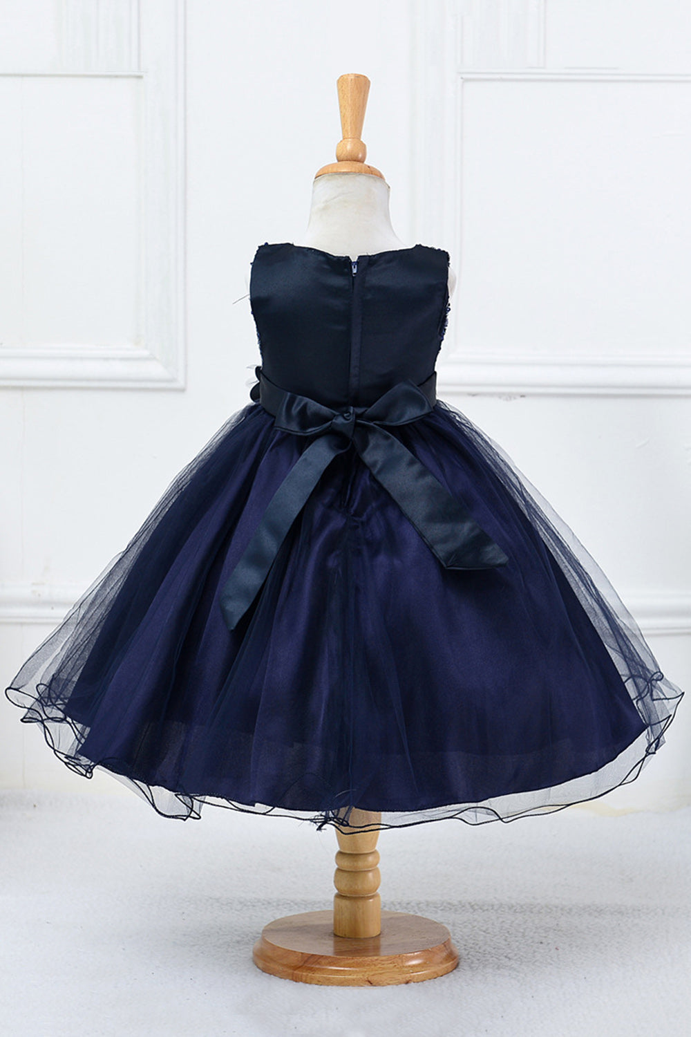 Pailletter ærmeløse hvide pigekjoler med bowknot