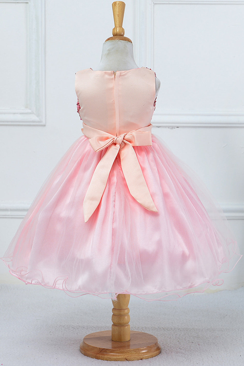 Pailletter ærmeløse hvide pigekjoler med bowknot