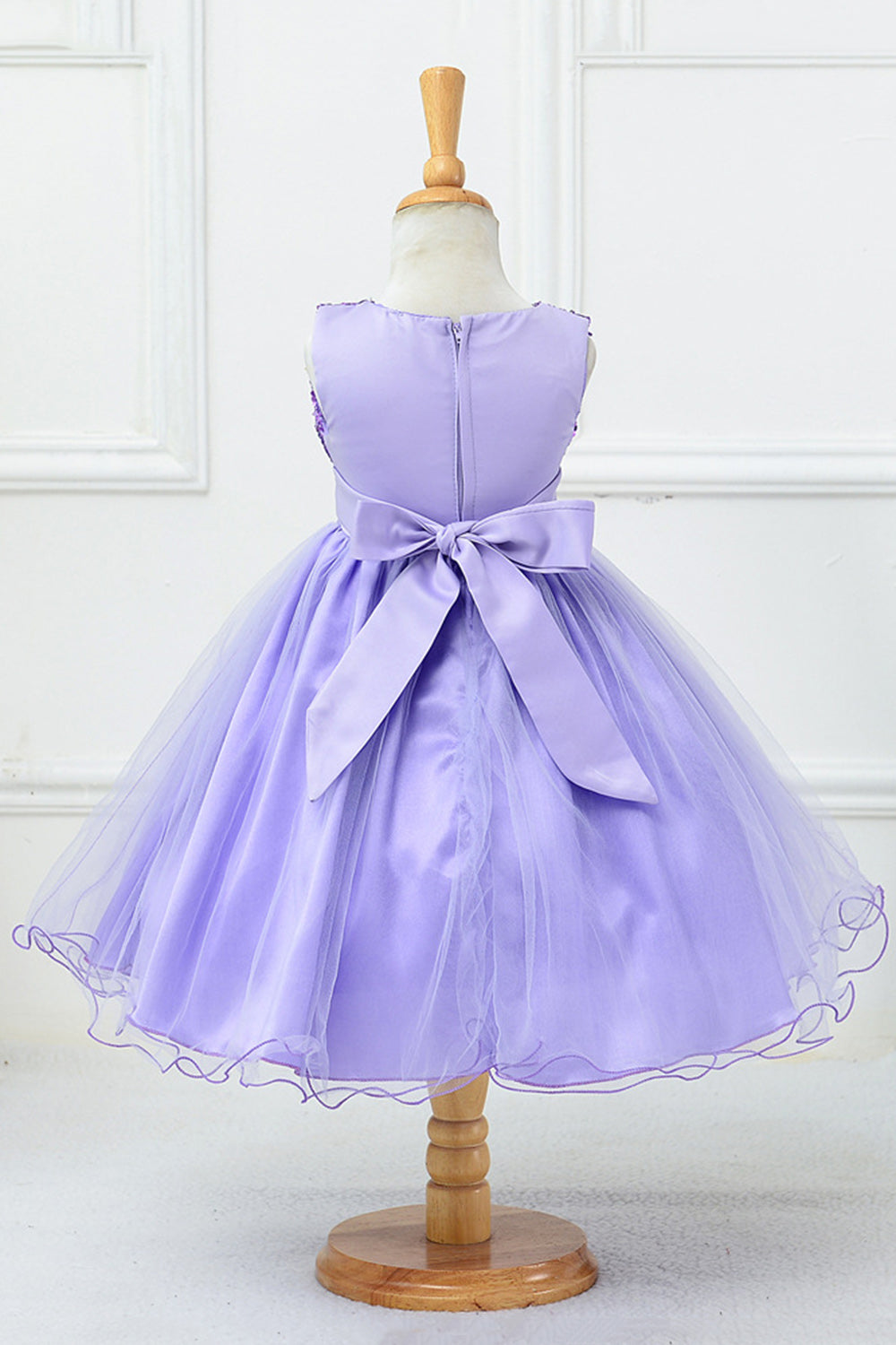 Pailletter ærmeløse hvide pigekjoler med bowknot