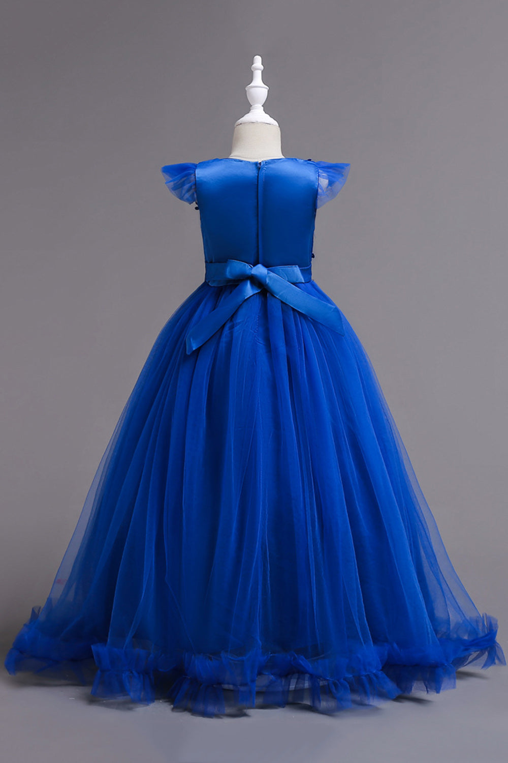 Tyl Bådhals Gule Piger Kjoler med applikationer