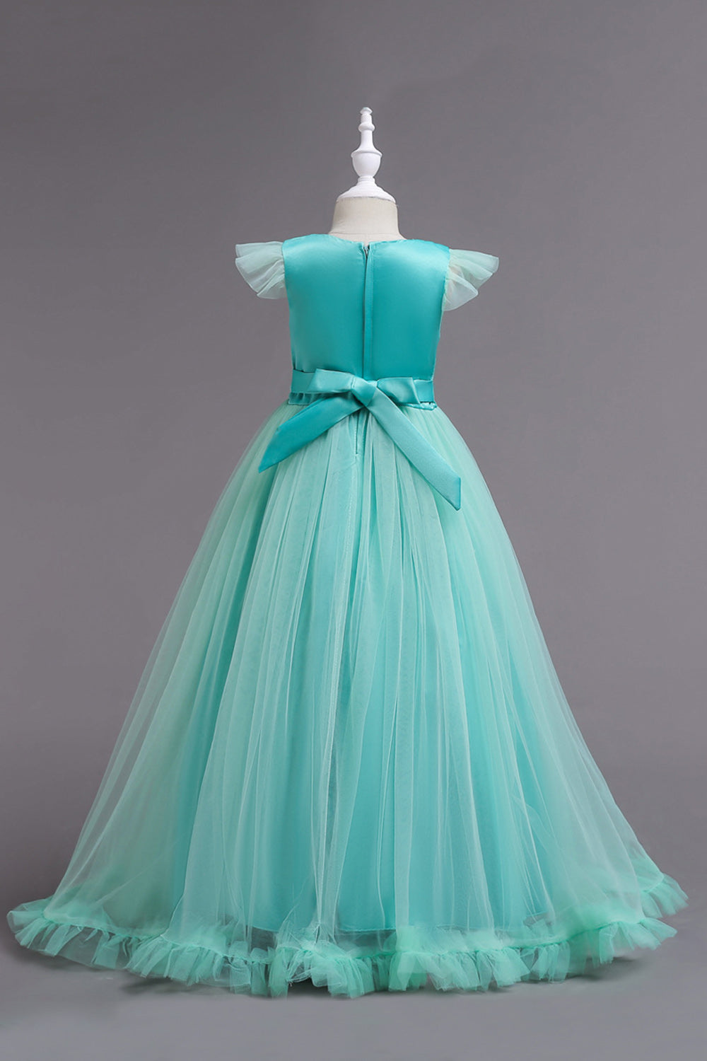 Tyl Bådhals Gule Piger Kjoler med applikationer