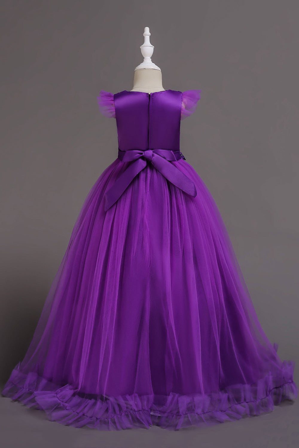 Tyl Bådhals Gule Piger Kjoler med applikationer