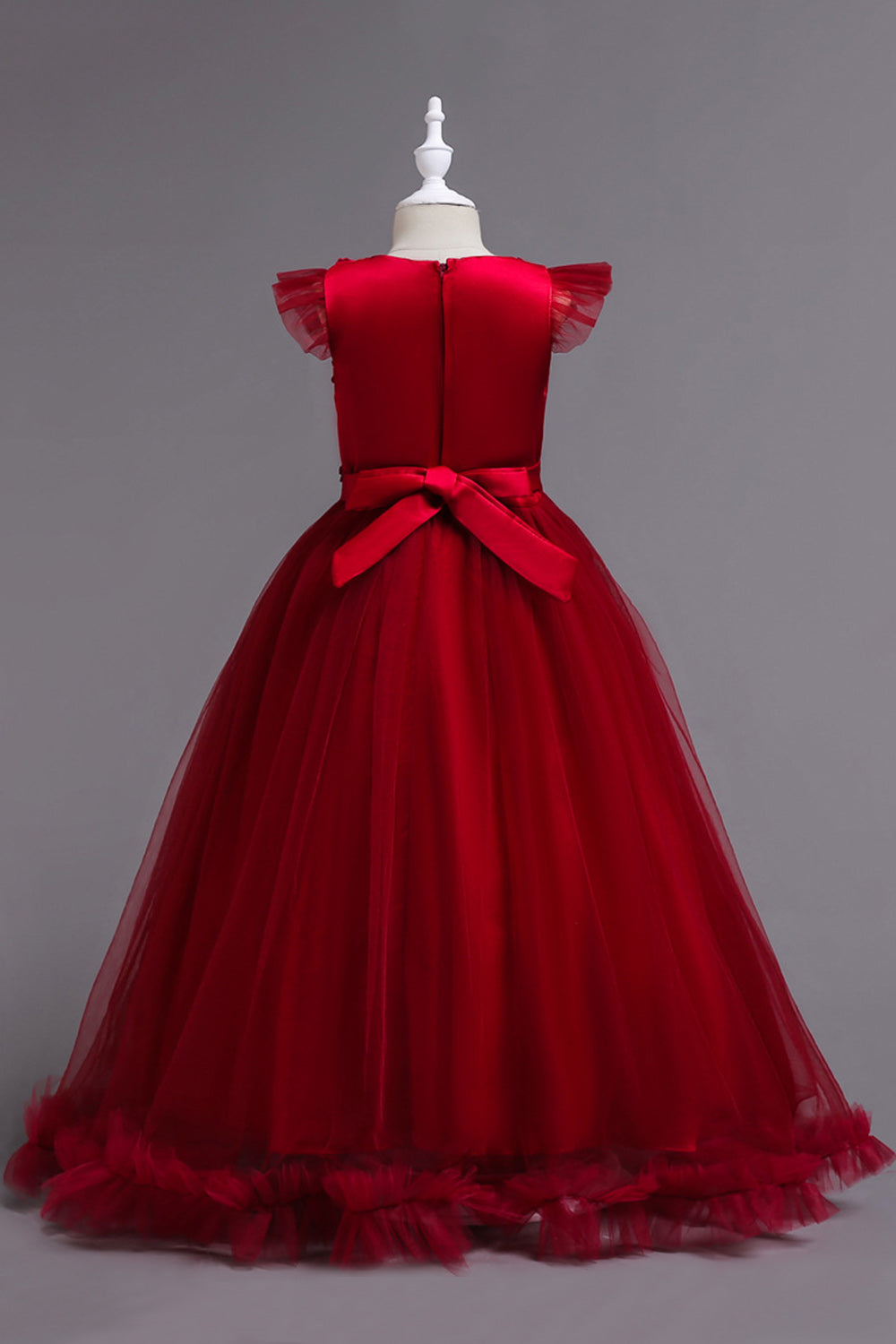 Tyl Bådhals Gule Piger Kjoler med applikationer