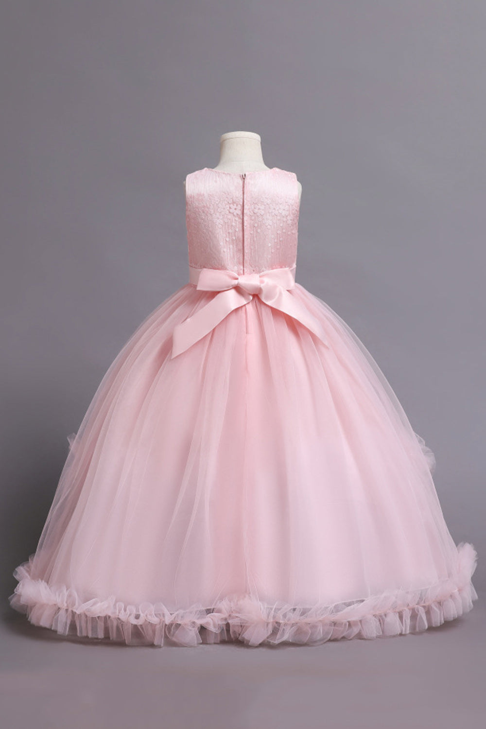 Tulle Beaded Blue Girls Kjoler med applikationer