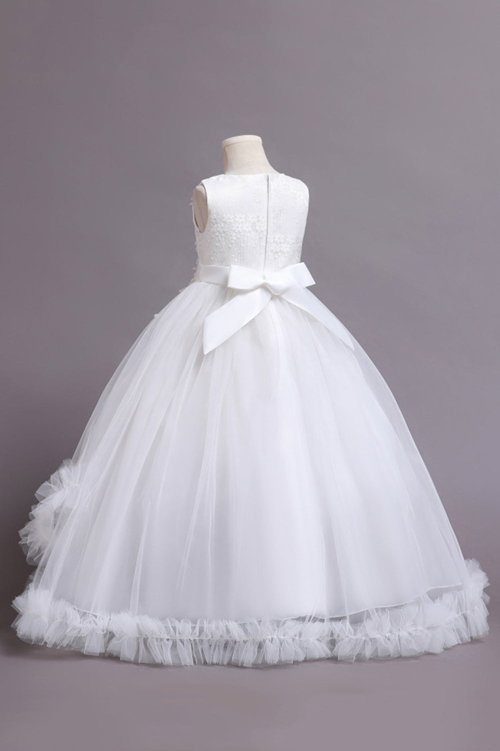 Tulle Beaded Blue Girls Kjoler med applikationer