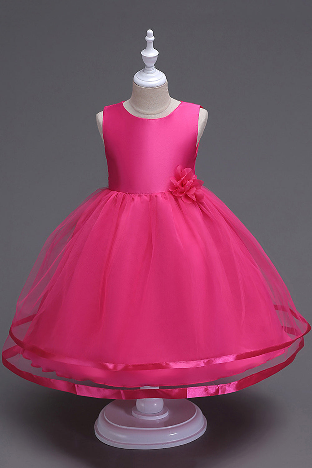 Bådhals tyl hvide piger kjoler med sløjfe