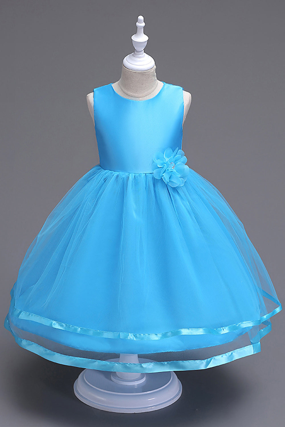 Bådhals tyl hvide piger kjoler med sløjfe