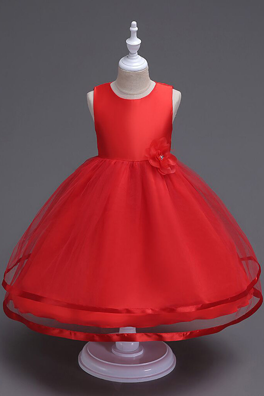 Bådhals tyl hvide piger kjoler med sløjfe