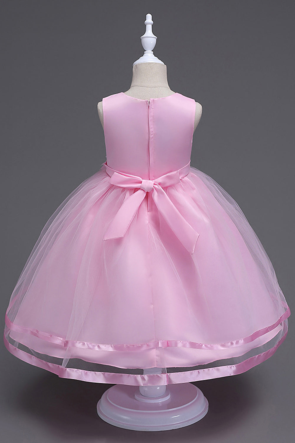 Bådhals tyl hvide piger kjoler med sløjfe