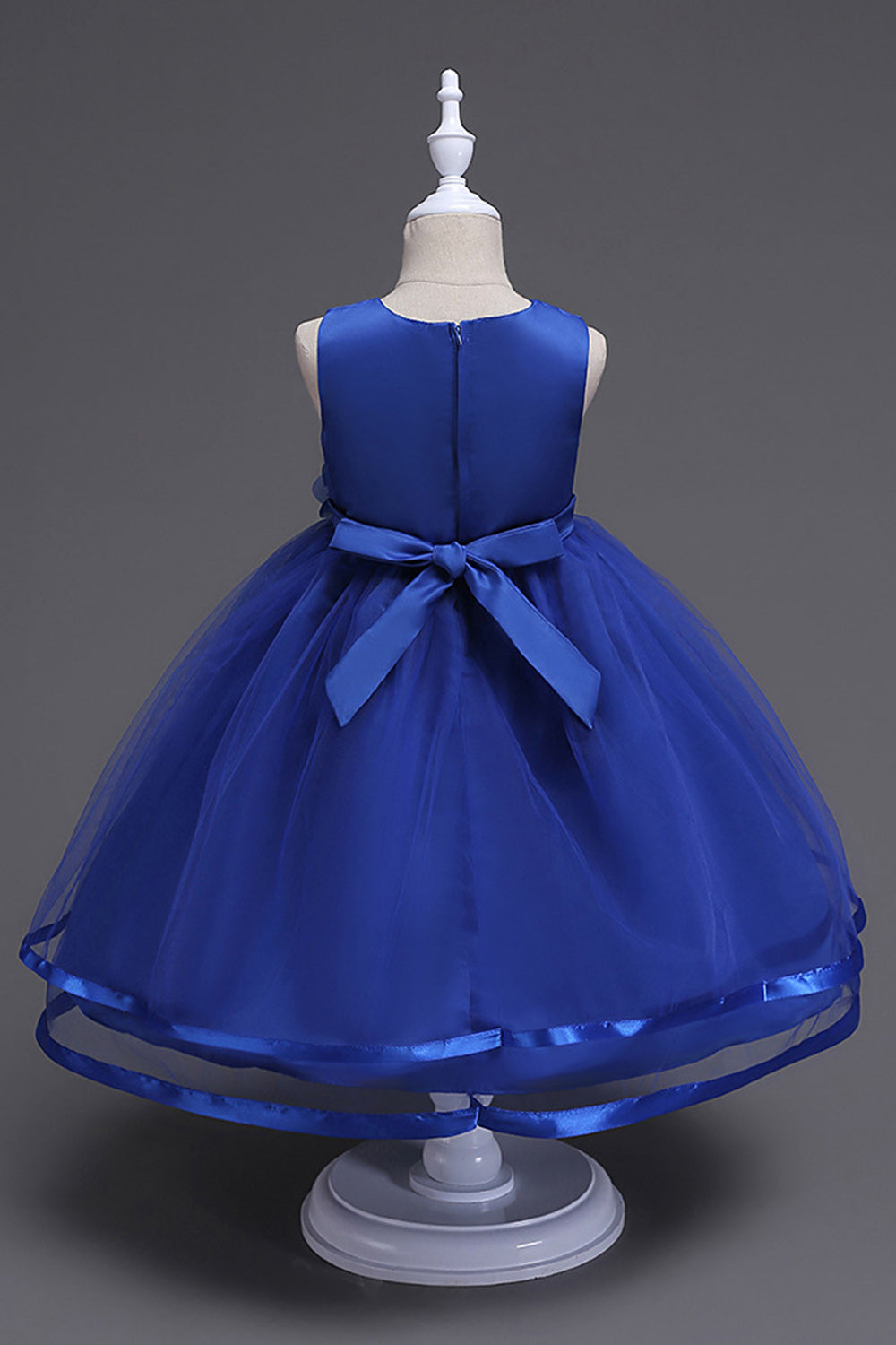 Bådhals tyl hvide piger kjoler med sløjfe