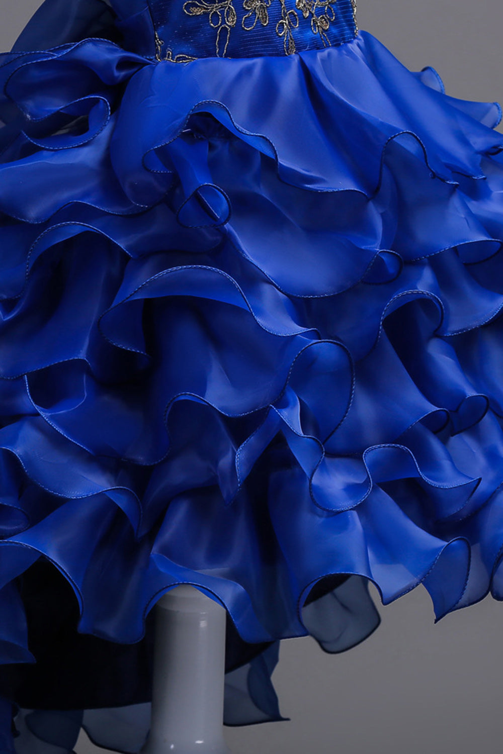 Høj lav rund hals ærmeløs lilla piger festkjoler