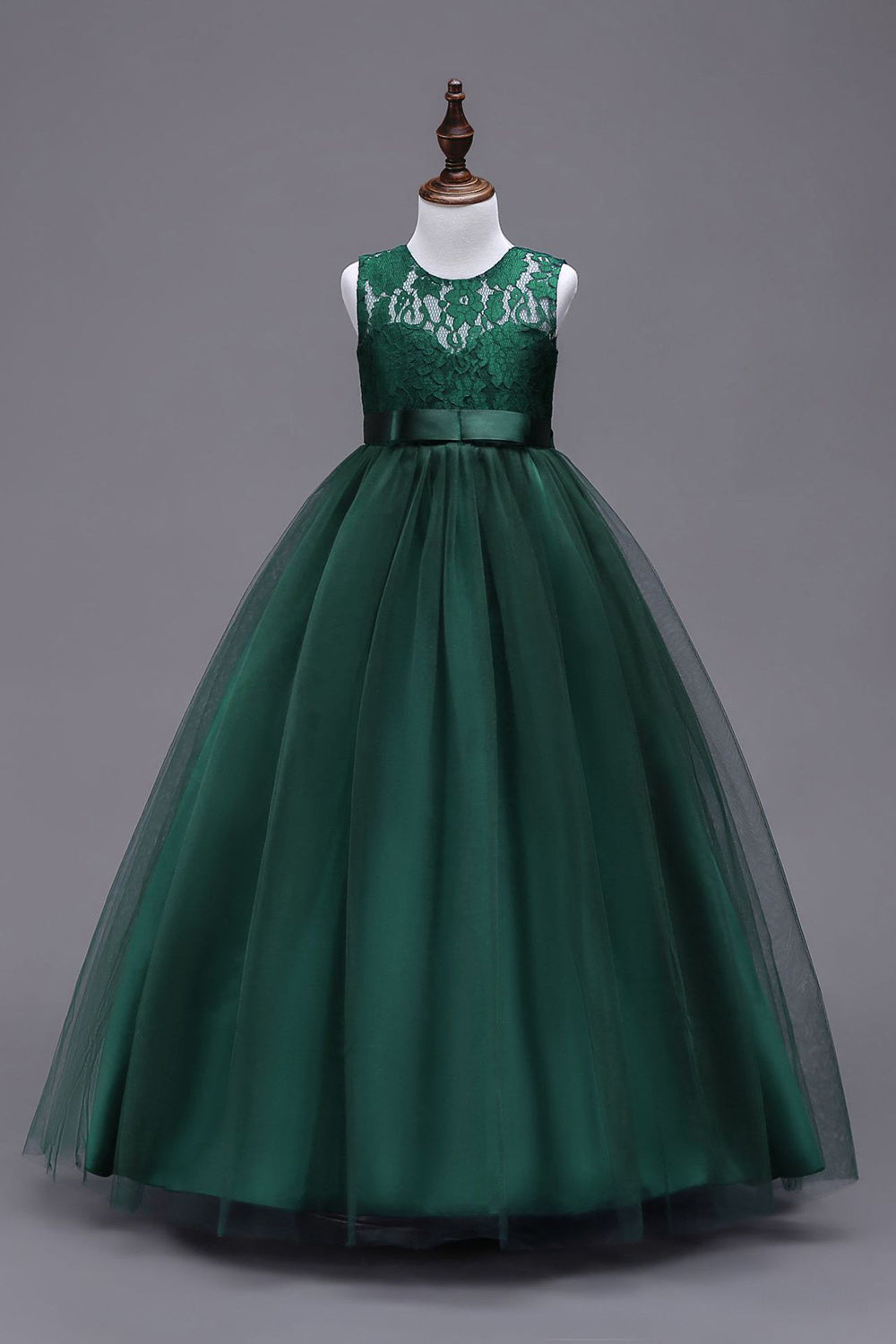 A-Line tyl hvide piger kjoler med sløjfe